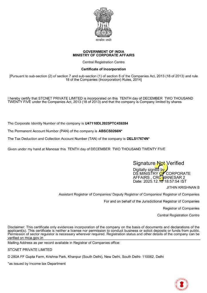 Certificate of Incorporation