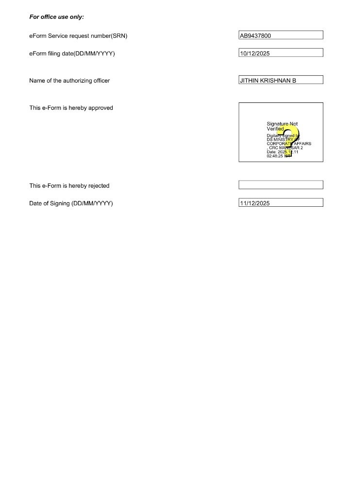 MOA INC 33 Approval Page